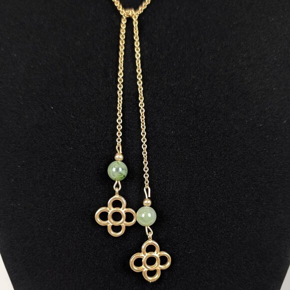 V. Green Bead Sautoir Necklace - Picture 2 of 4